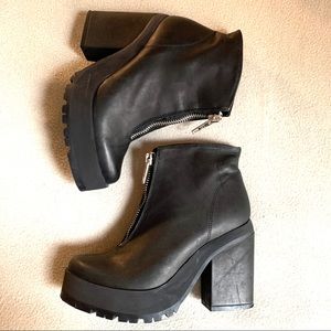 Miista black leather platform ankle boots